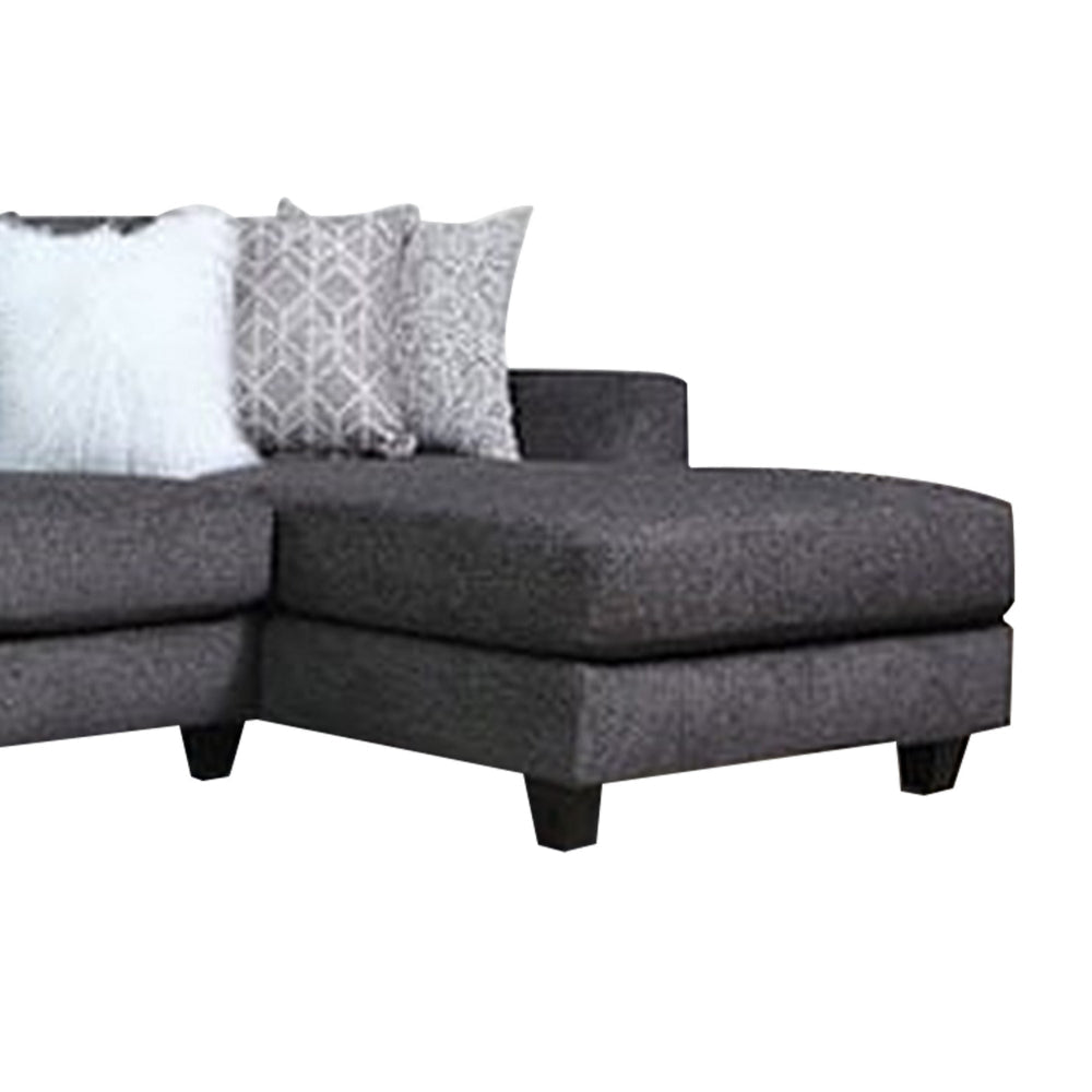 Jimi Sectional Sofa Charcoal Gray 6 Pillows Solid Wood 140 Inch BM328949