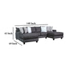 Jimi Sectional Sofa Charcoal Gray 6 Pillows Solid Wood 140 Inch BM328949