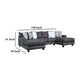 Jimi Sectional Sofa Charcoal Gray 6 Pillows Solid Wood 140 Inch BM328949