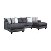 Jimi Sectional Sofa, Charcoal Gray,  6 Pillows, Solid Wood, 140 Inch