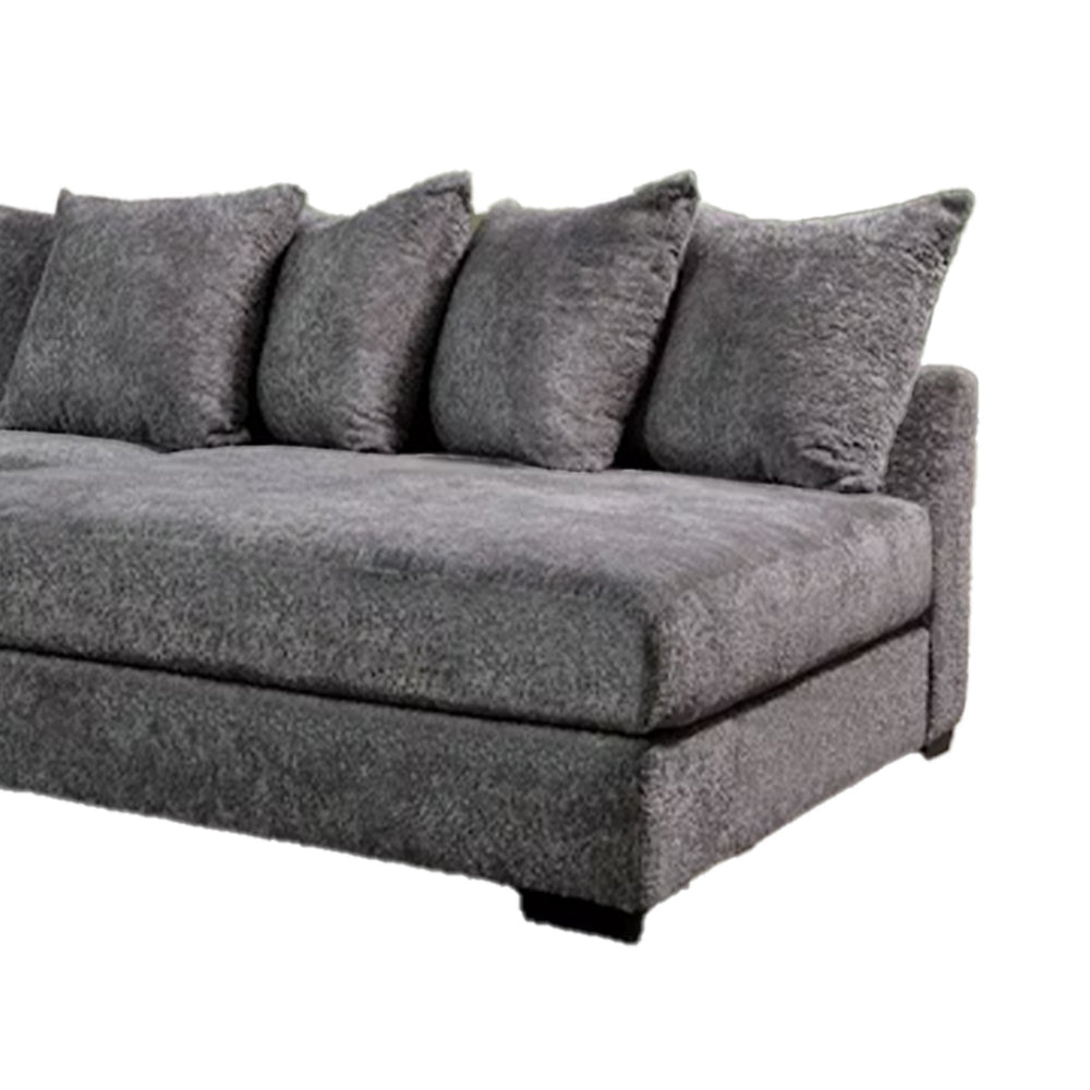 Leane Sectional Sofa Dark Gray Chenille 12 PIllows 145 Inch BM328950