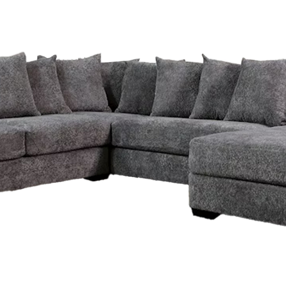 Leane Sectional Sofa Dark Gray Chenille 12 PIllows 145 Inch BM328950