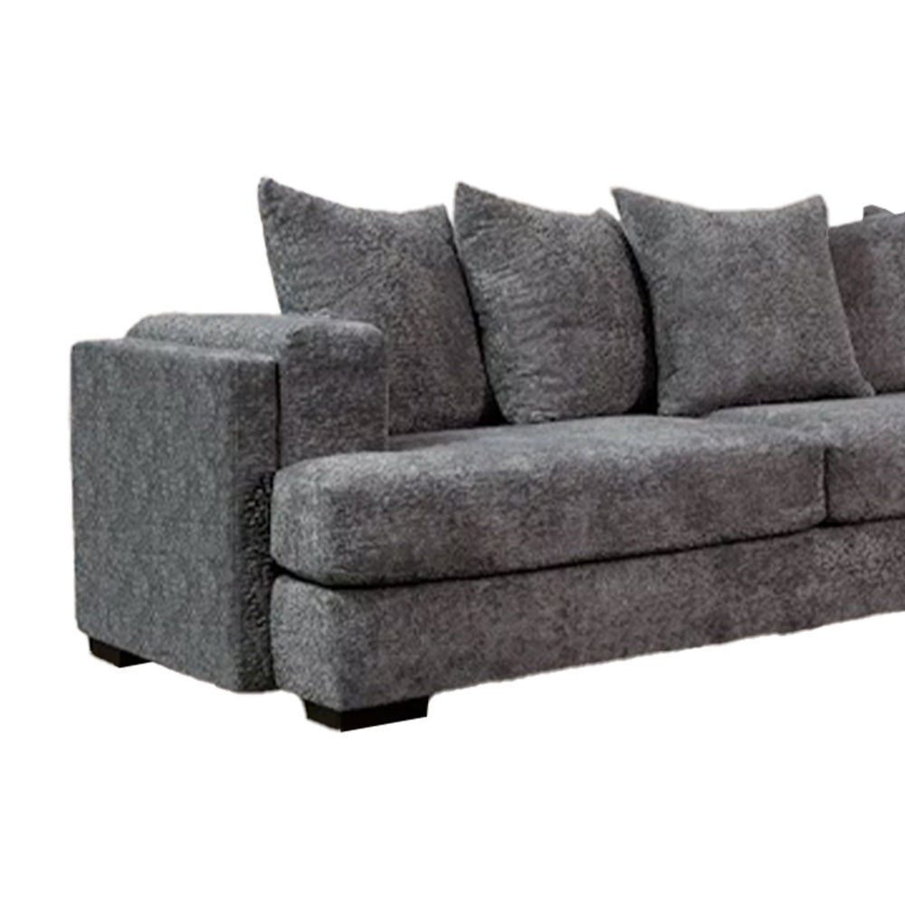 Leane Sectional Sofa Dark Gray Chenille 12 PIllows 145 Inch BM328950