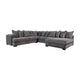 Leane Sectional Sofa, Dark Gray Chenille, 12 PIllows, 145 Inch