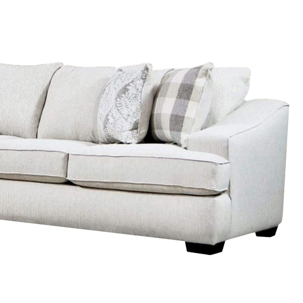 Cliff Sectional Sofa Ivory Fabric 7 Pillows Solid Wood 126 Inch BM328951