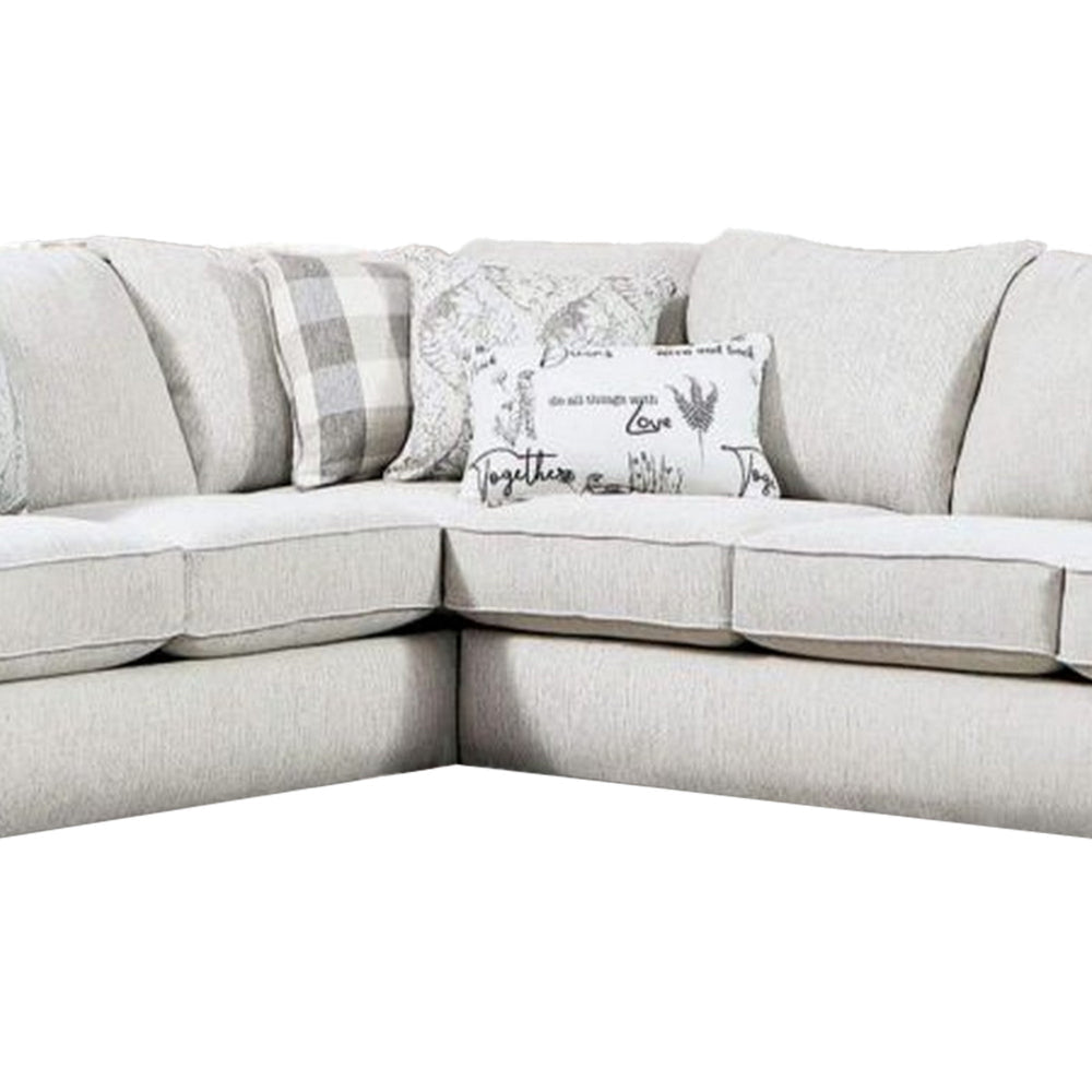 Cliff Sectional Sofa Ivory Fabric 7 Pillows Solid Wood 126 Inch BM328951