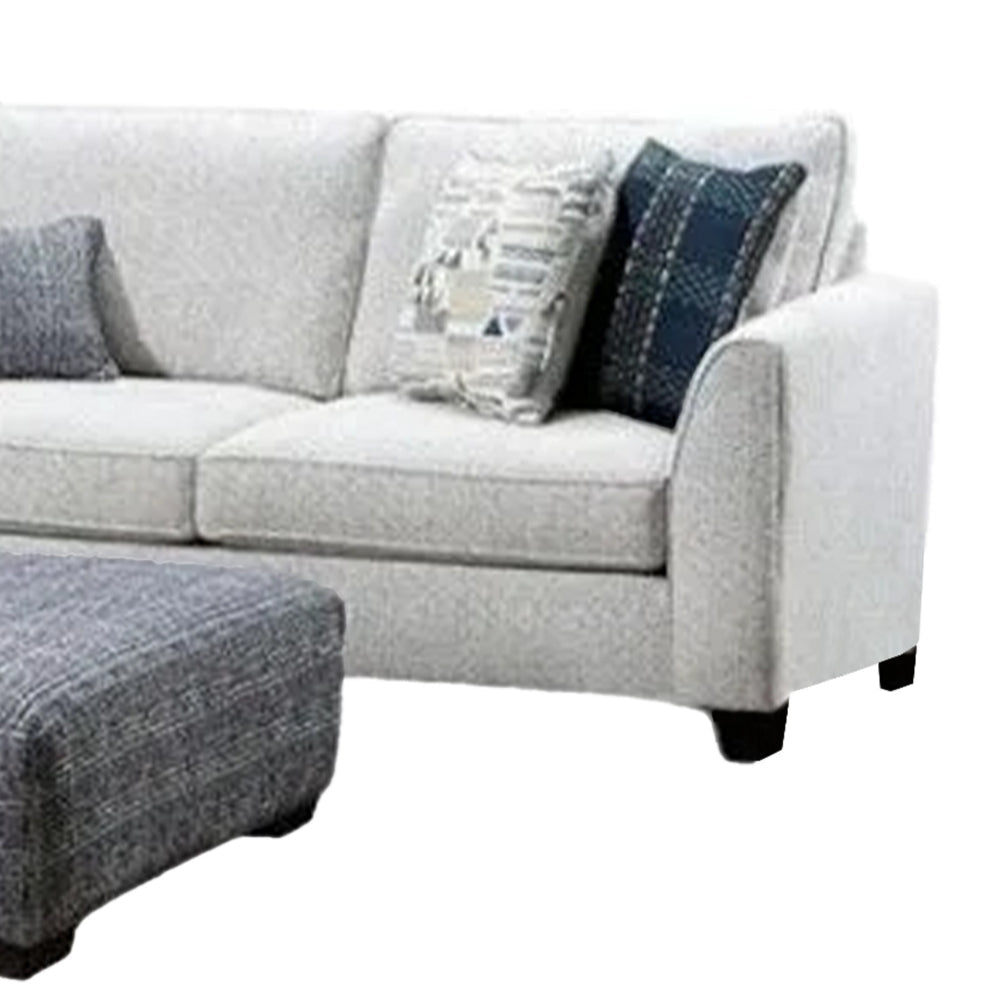 Dih Sectional Sofa Ivory Fabric 5 Pillows Solid Wood 111 Inch BM328952