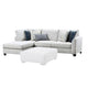Dih Sectional Sofa, Ivory Fabric, 5 Pillows, Solid Wood, 111 Inch