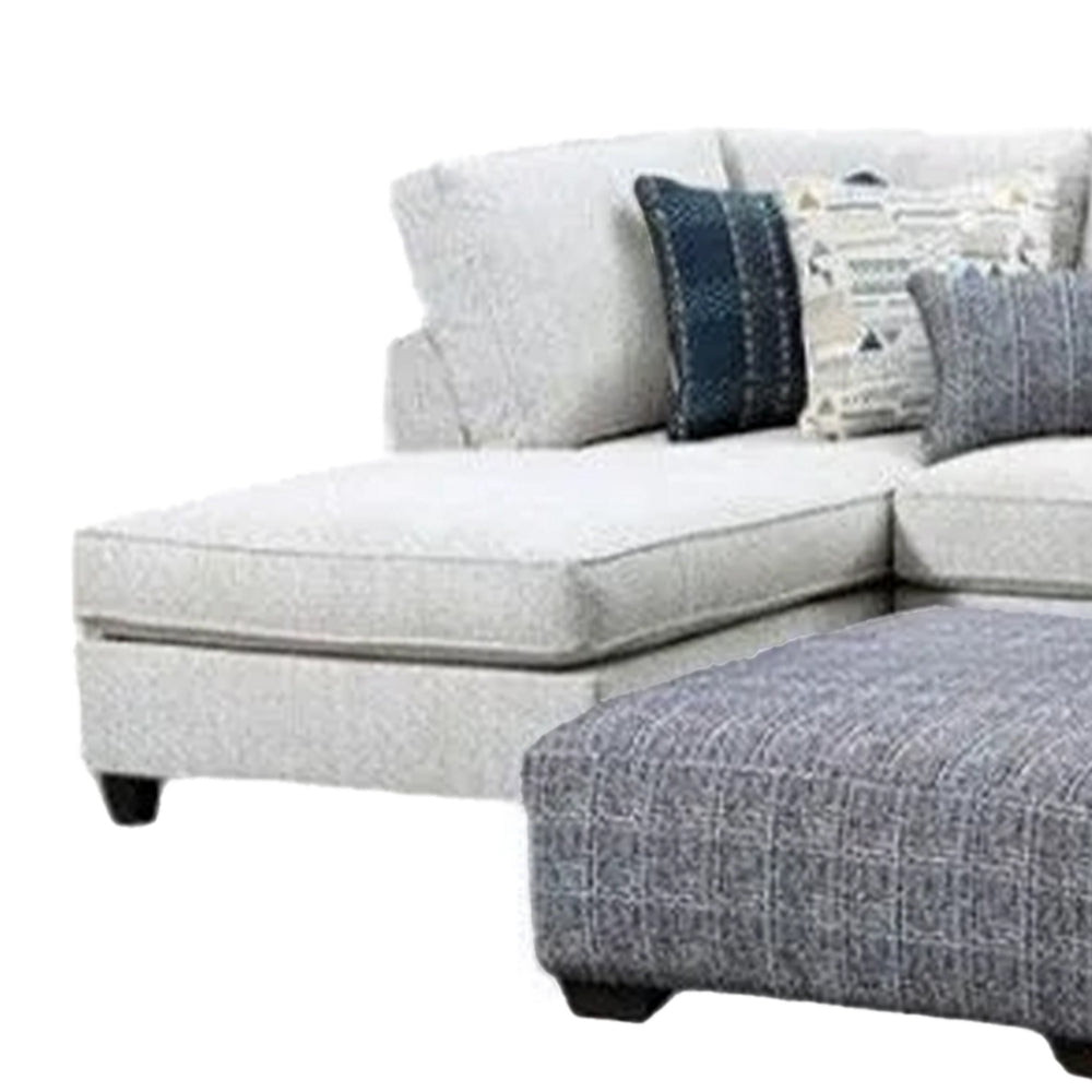 Dih Sectional Sofa Ivory Fabric 5 Pillows Solid Wood 111 Inch BM328952