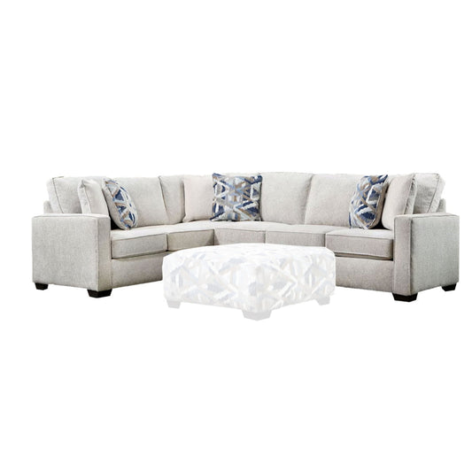Fled Sectional Sofa, Ivory Chenille, 6 Pillows, Solid Wood, 123 Inch