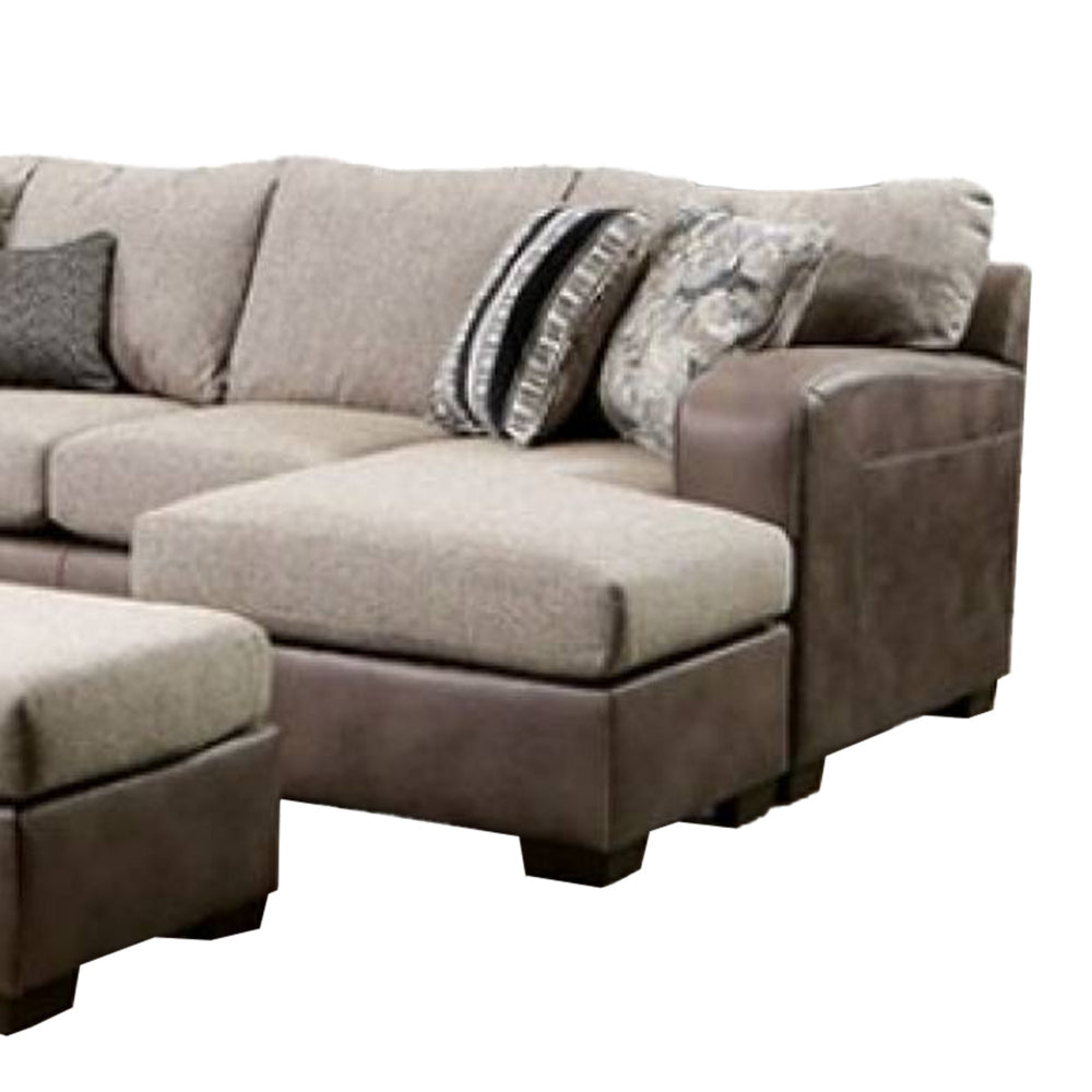 Lila Sectional Sofa Brown Microfiber Fabric 7 Pillows 123 Inch BM328954