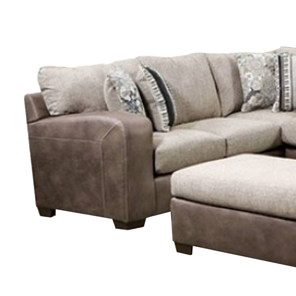 Lila Sectional Sofa Brown Microfiber Fabric 7 Pillows 123 Inch BM328954