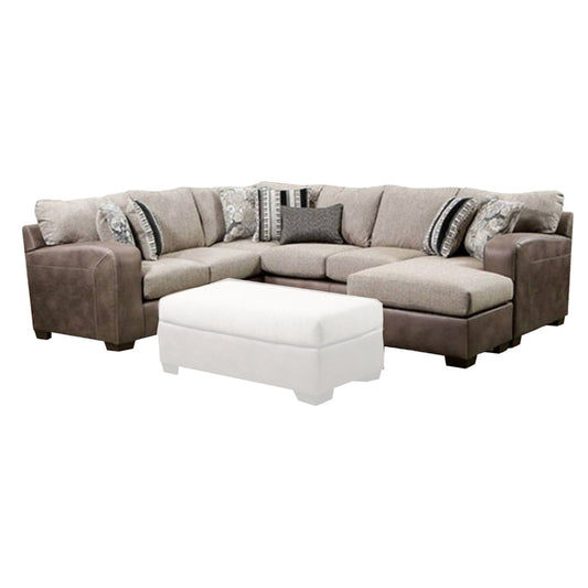 Lila Sectional Sofa, Brown Microfiber, Fabric, 7 Pillows, 123 Inch