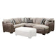 Lila Sectional Sofa, Brown Microfiber, Fabric, 7 Pillows, 123 Inch