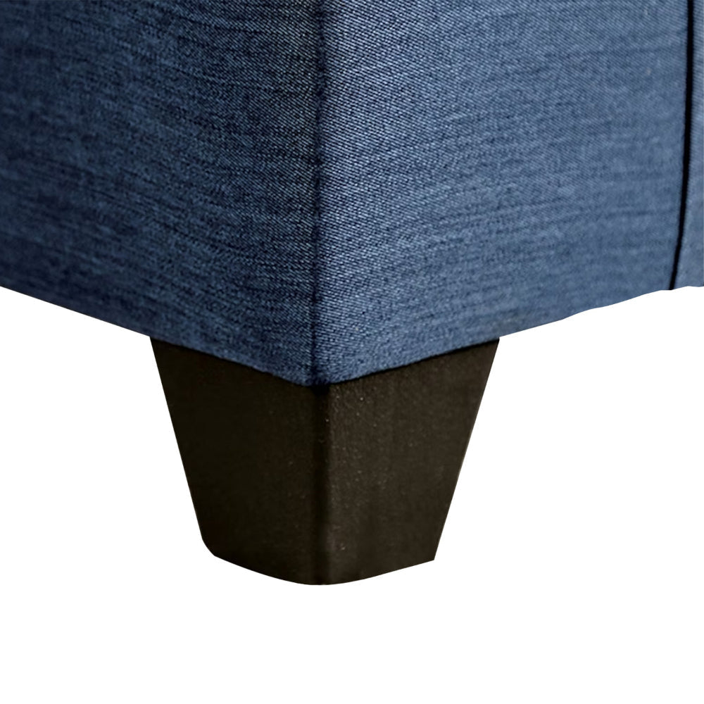 Lipa Sectional Sofa Navy Blue Denim Like Fabric 3 Pillows 90 Inch BM328955