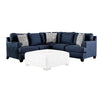 Lipa Sectional Sofa, Navy Blue Denim Like Fabric, 3 Pillows, 90 Inch