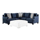 Lipa Sectional Sofa, Navy Blue Denim Like Fabric, 3 Pillows, 90 Inch