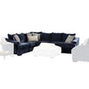 Gini Sectional Sofa, Navy Blue Chenille, 5 Accent Pillows, 98 Inch