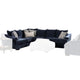 Gini Sectional Sofa, Navy Blue Chenille, 5 Accent Pillows, 98 Inch