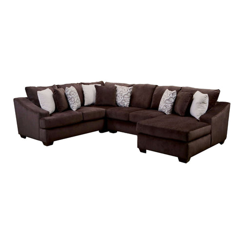Tom Sectional Sofa, Chocolate Brown Chenille, 9 Pillows, 125 Inch