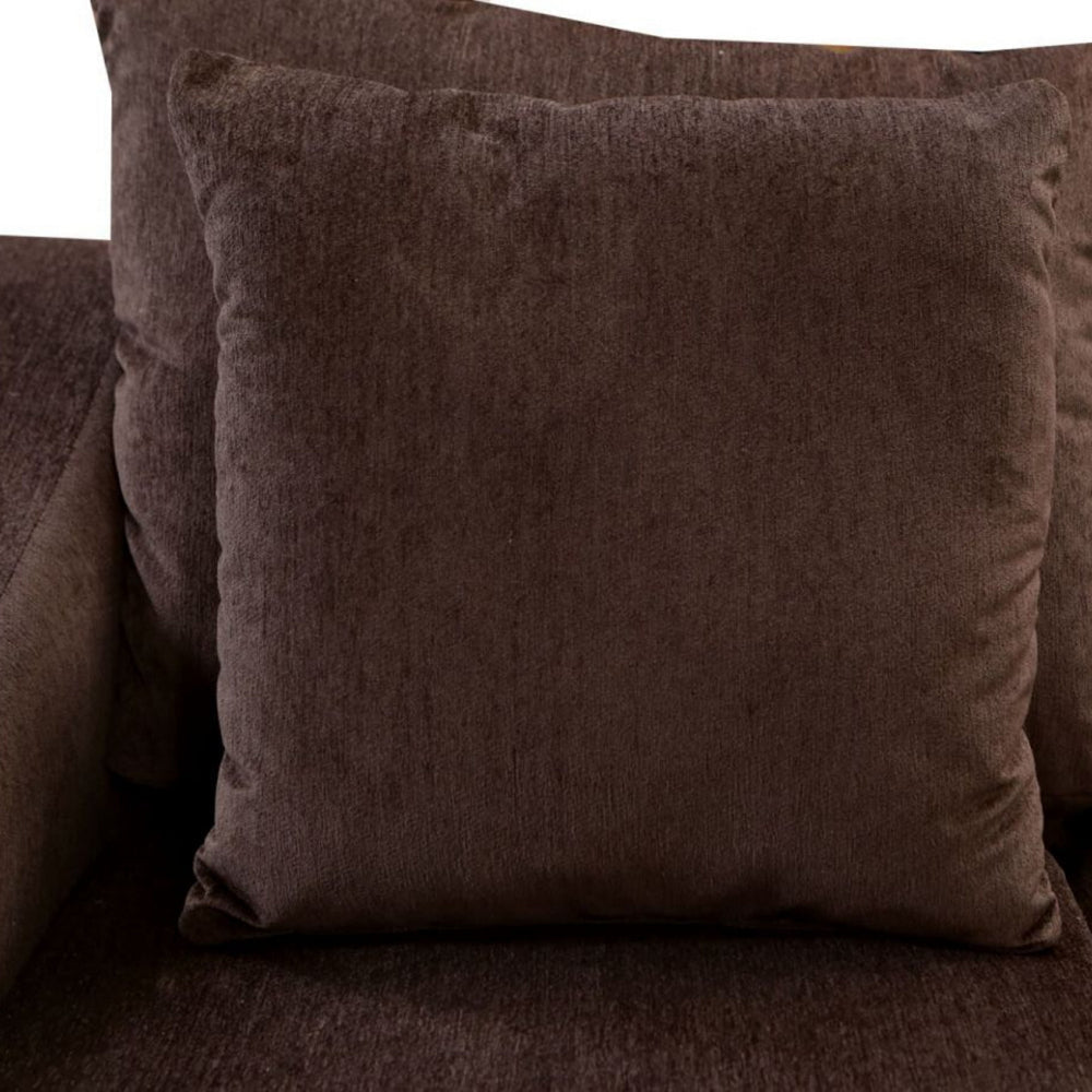 Tom Sectional Sofa Chocolate Brown Chenille 9 Pillows 125 Inch BM328960