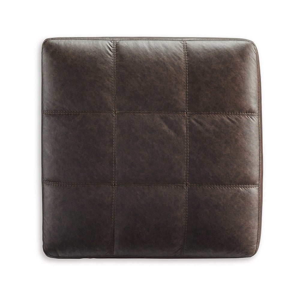 Ashley Barl Oversized Ottoman Plush Dark Brown Faux Leather Cushion 36 Inch