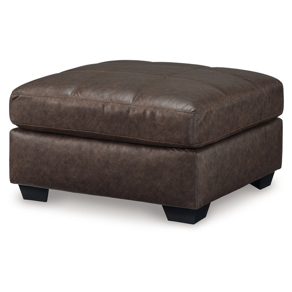 Ashley Barl Oversized Ottoman Plush Dark Brown Faux Leather Cushion 36 Inch