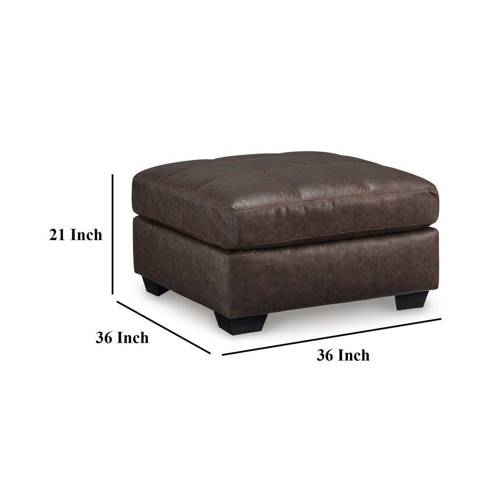Ashley Barl Oversized Ottoman Plush Dark Brown Faux Leather Cushion 36 Inch