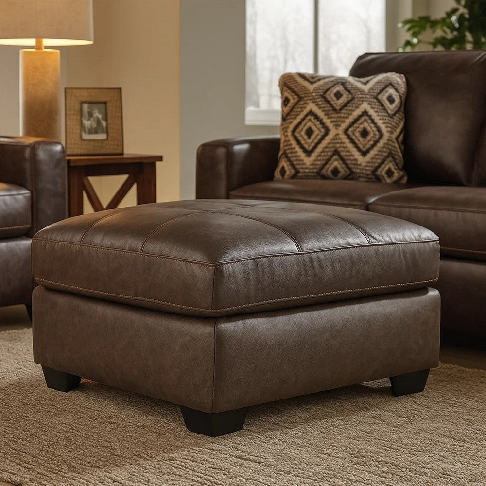 Ashley Barl Oversized Ottoman, Plush Dark Brown Faux Leather Cushion, 36 Inch