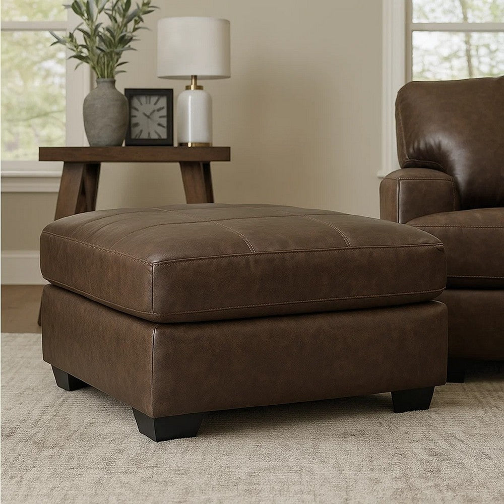 Ashley Barl Oversized Ottoman, Plush Dark Brown Faux Leather Cushion, 36 Inch