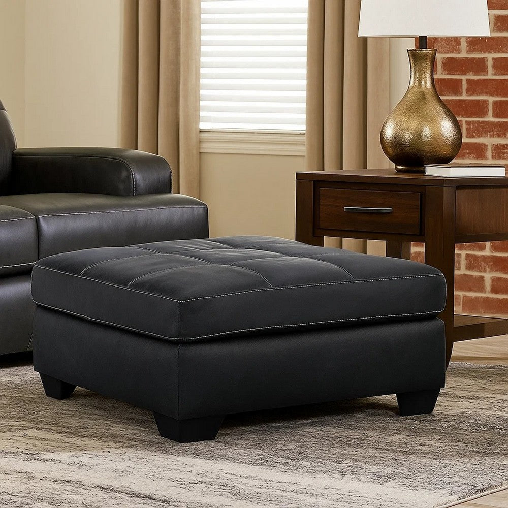 Ashley Barl Oversized Ottoman, Classic Black Faux Leather Cushion, 36 Inch