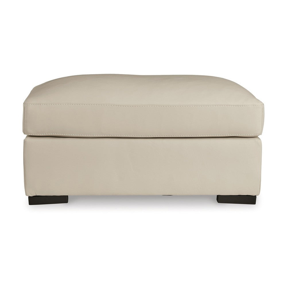 Ashley Rove Ottoman 44 Inch Plush Cream Real and Faux Leather Cushion Top BM328964