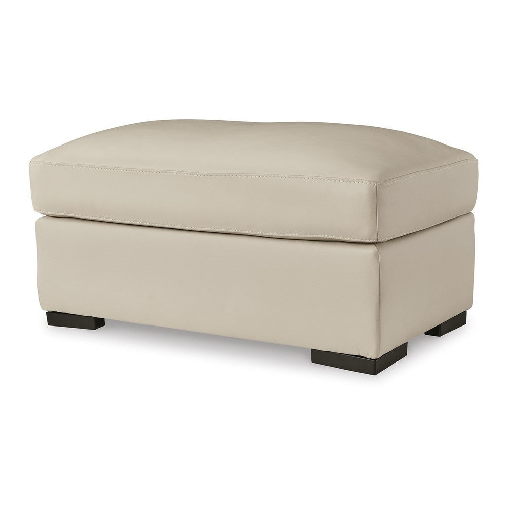 Ashley Rove Ottoman 44 Inch Plush Cream Real and Faux Leather Cushion Top BM328964