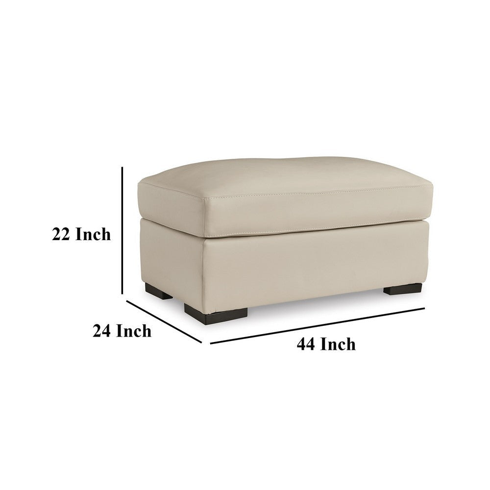 Ashley Rove Ottoman 44 Inch Plush Cream Real and Faux Leather Cushion Top BM328964