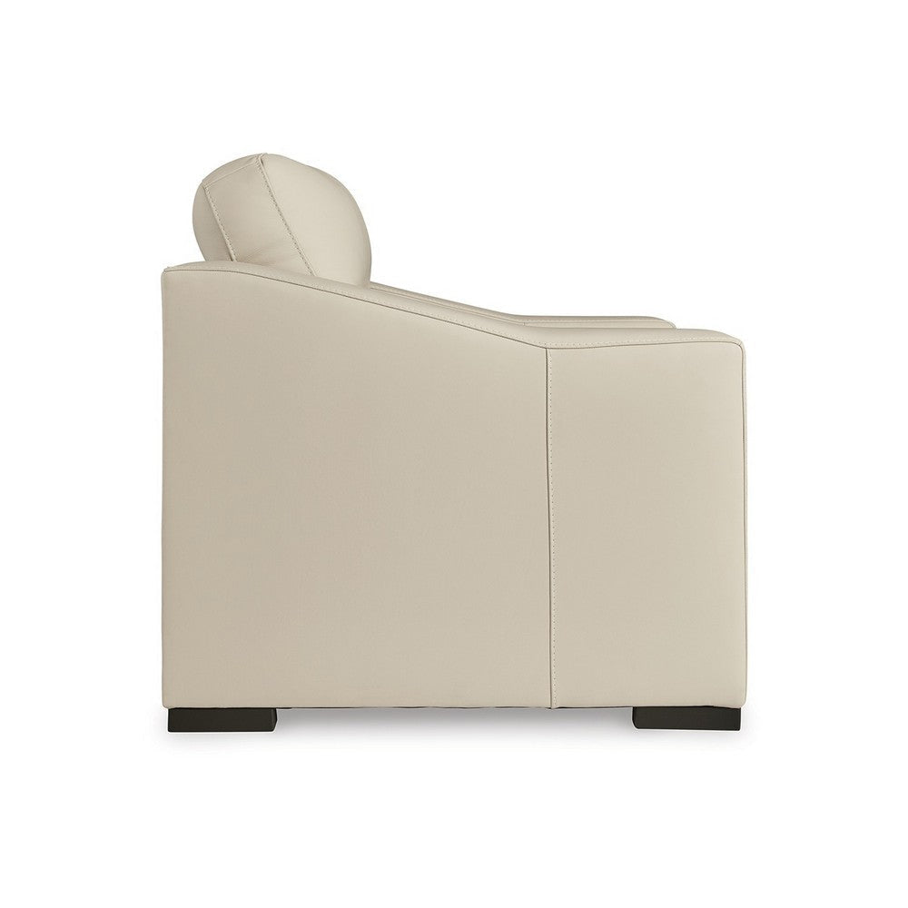 Ashley Rove Wide Oversized Chair Plush Cushioned Cream Real and Faux Leather BM328965