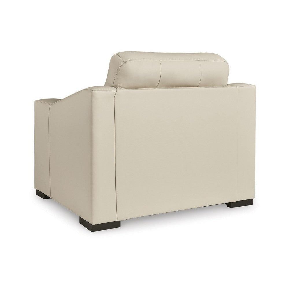 Ashley Rove Wide Oversized Chair Plush Cushioned Cream Real and Faux Leather BM328965