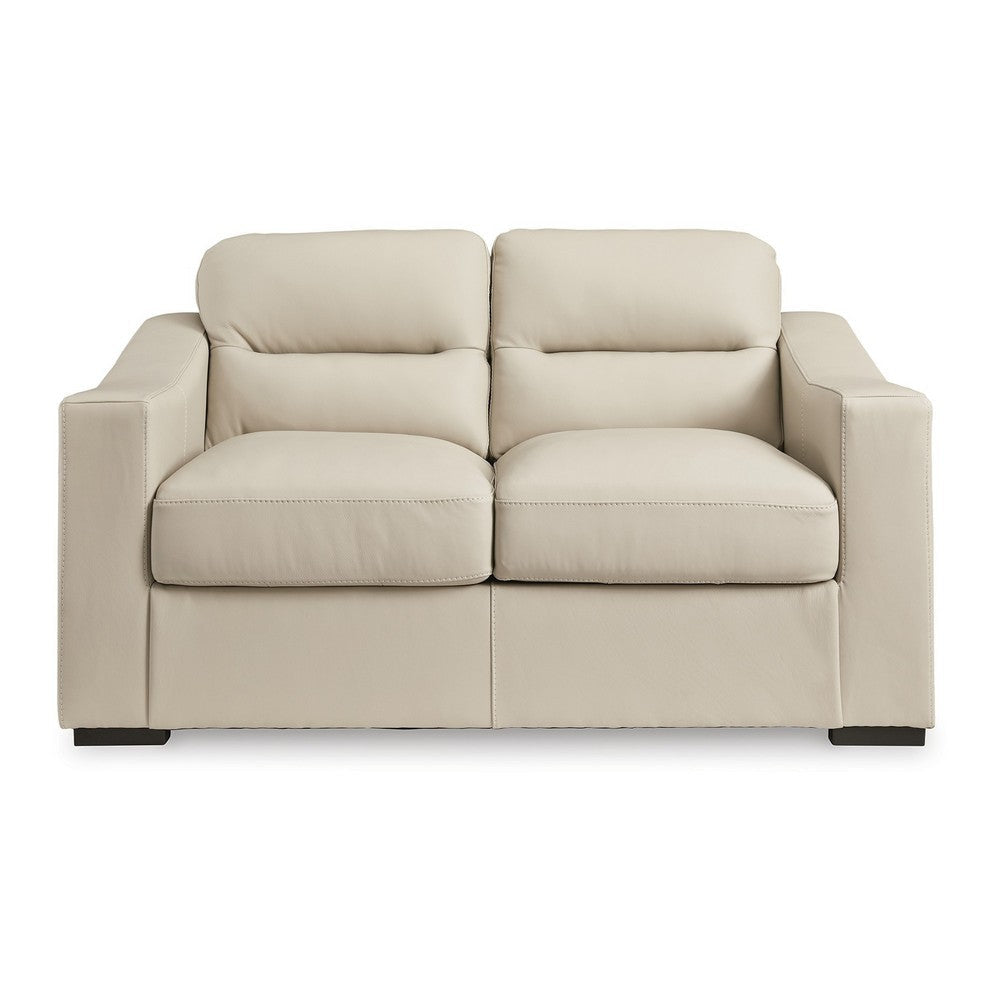 Ashley Rove Loveseat Plush Cushioned Cream Real and Faux Leather 67 Inch BM328966