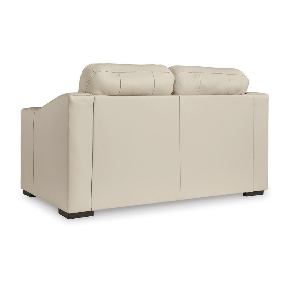 Ashley Rove Loveseat Plush Cushioned Cream Real and Faux Leather 67 Inch BM328966