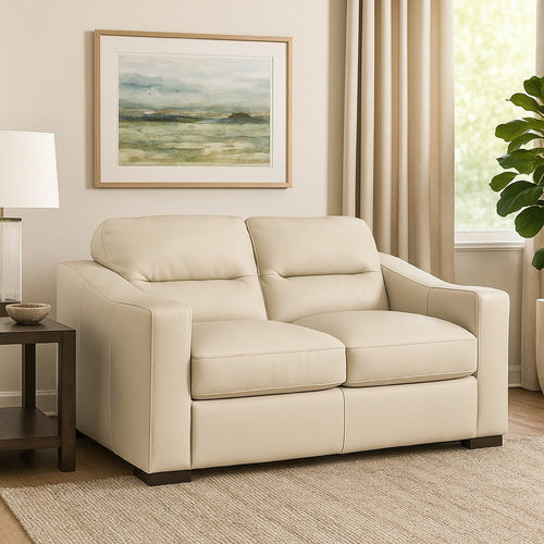 Ashley Rove Loveseat Plush Cushioned Cream Real and Faux Leather 67 Inch BM328966