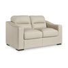 Ashley Rove Loveseat, Plush Cushioned Cream Real and Faux Leather, 67 Inch