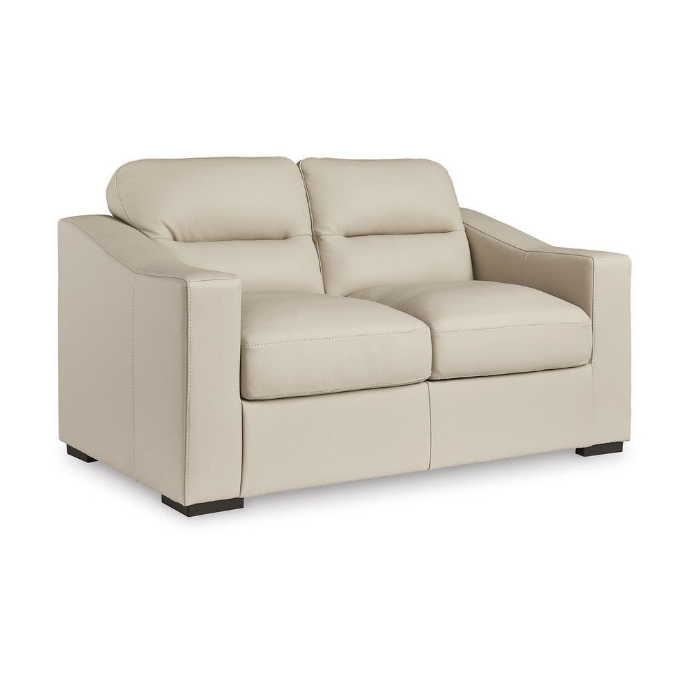 Ashley Rove Loveseat, Plush Cushioned Cream Real and Faux Leather, 67 Inch