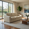 Ashley Rove Sofa, 93 Inch, Plush Cushioned Cream Real and Faux Leather Seats