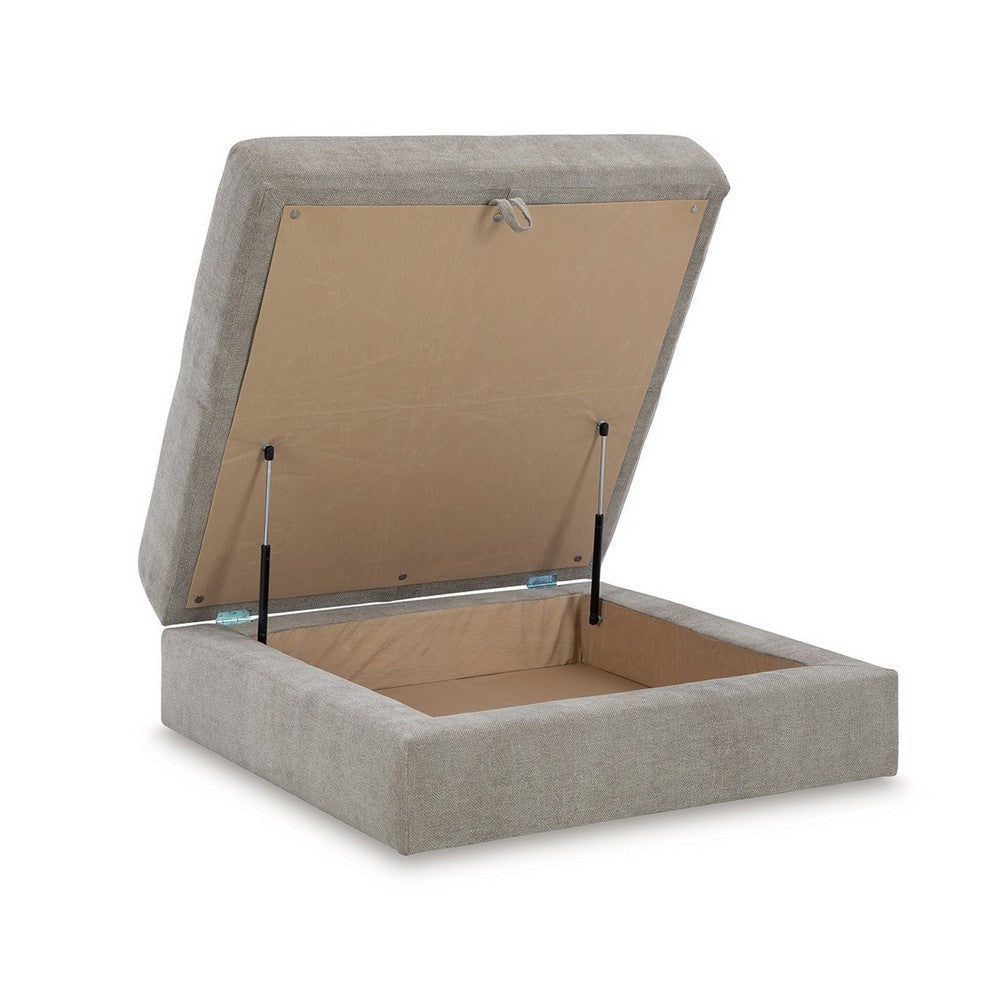 Ashley Asla Ottoman with Storage Locking Wheels 40 Inch Gray Polyester BM328968