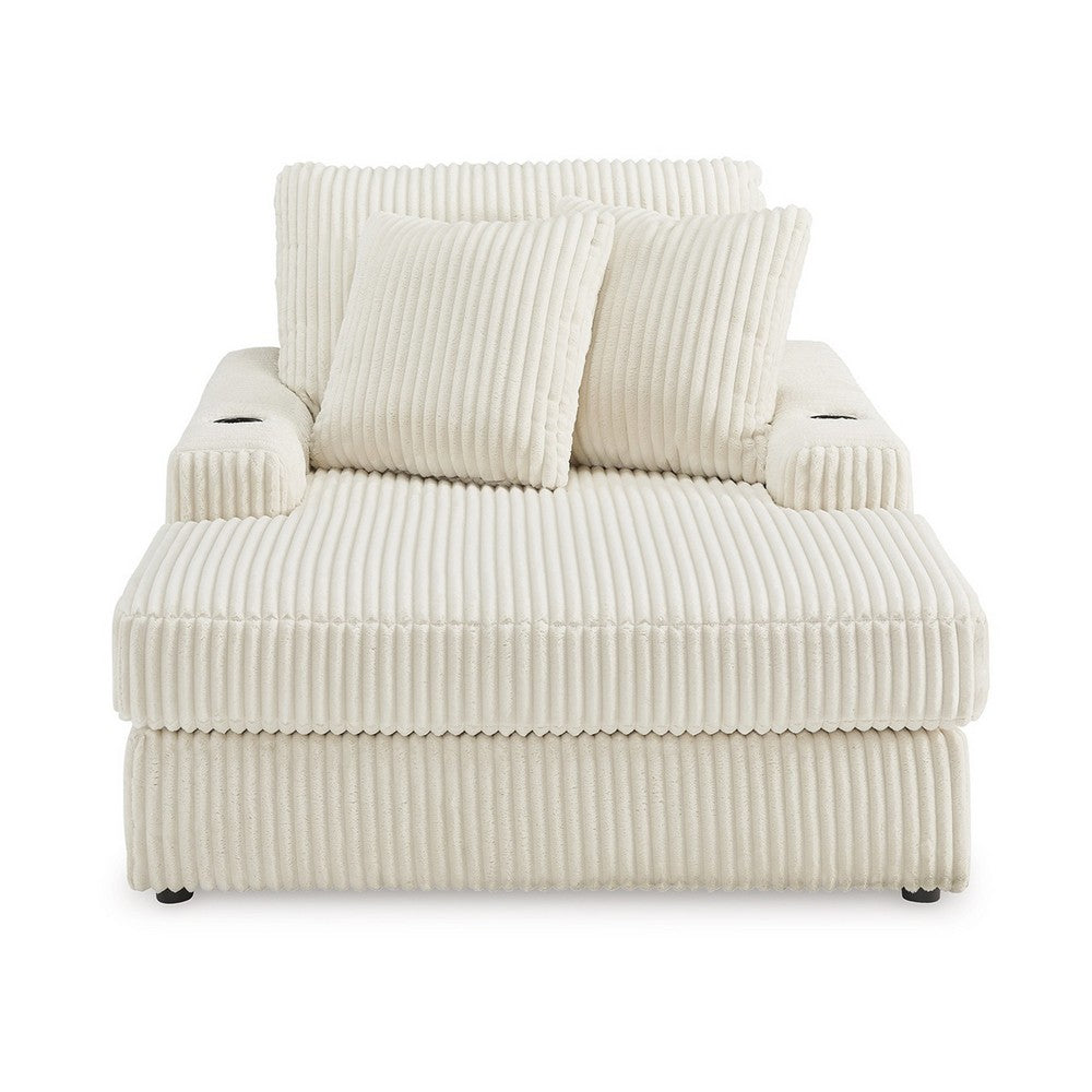 Ashley Lindy Chaise Lounge Chair, Reversible Cushions Ivory Polyester 64 Inch