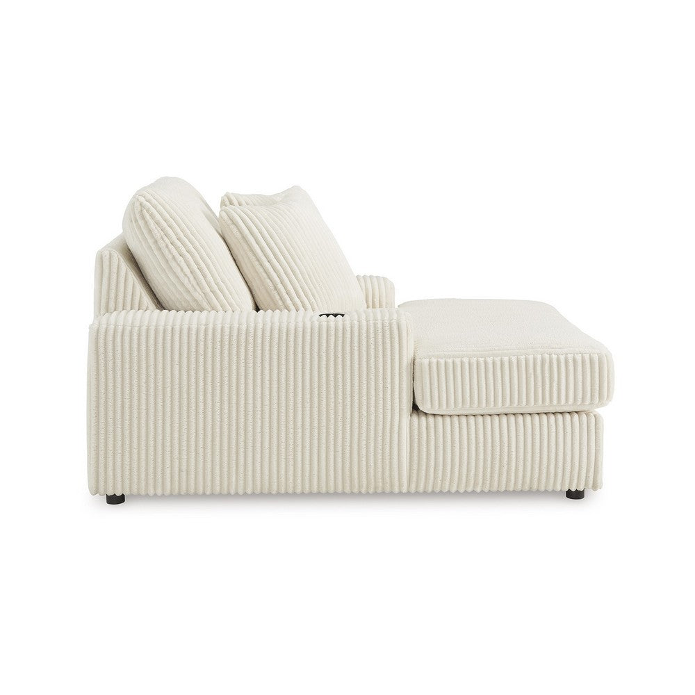 Ashley Lindy Chaise Lounge Chair, Reversible Cushions Ivory Polyester 64 Inch