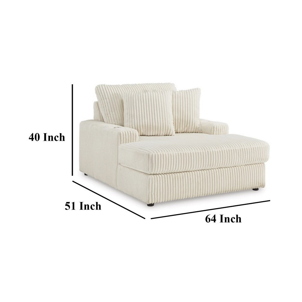 Ashley Lindy Chaise Lounge Chair, Reversible Cushions Ivory Polyester 64 Inch