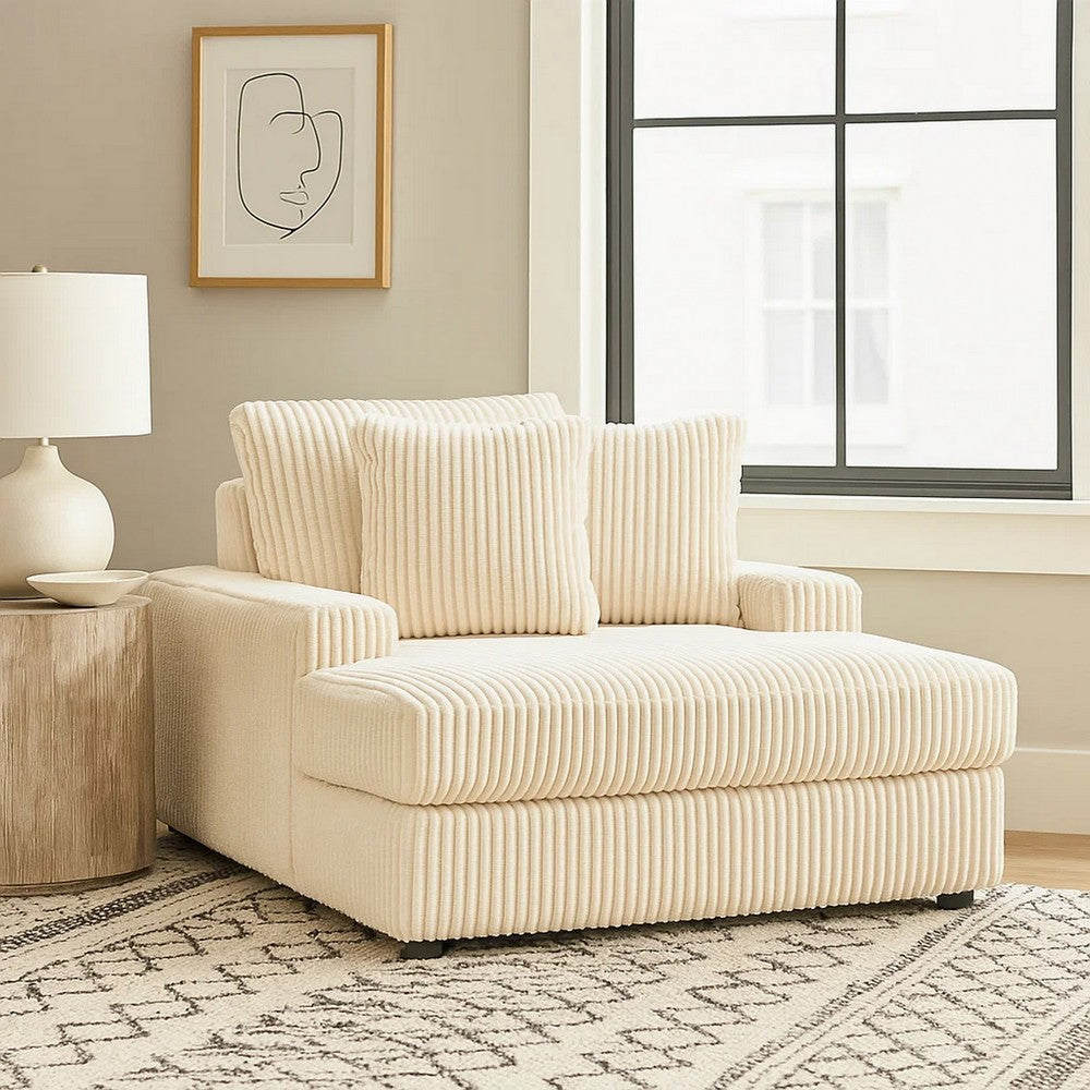 Ashley Lindy Chaise Lounge Chair, Reversible Cushions Ivory Polyester 64 Inch