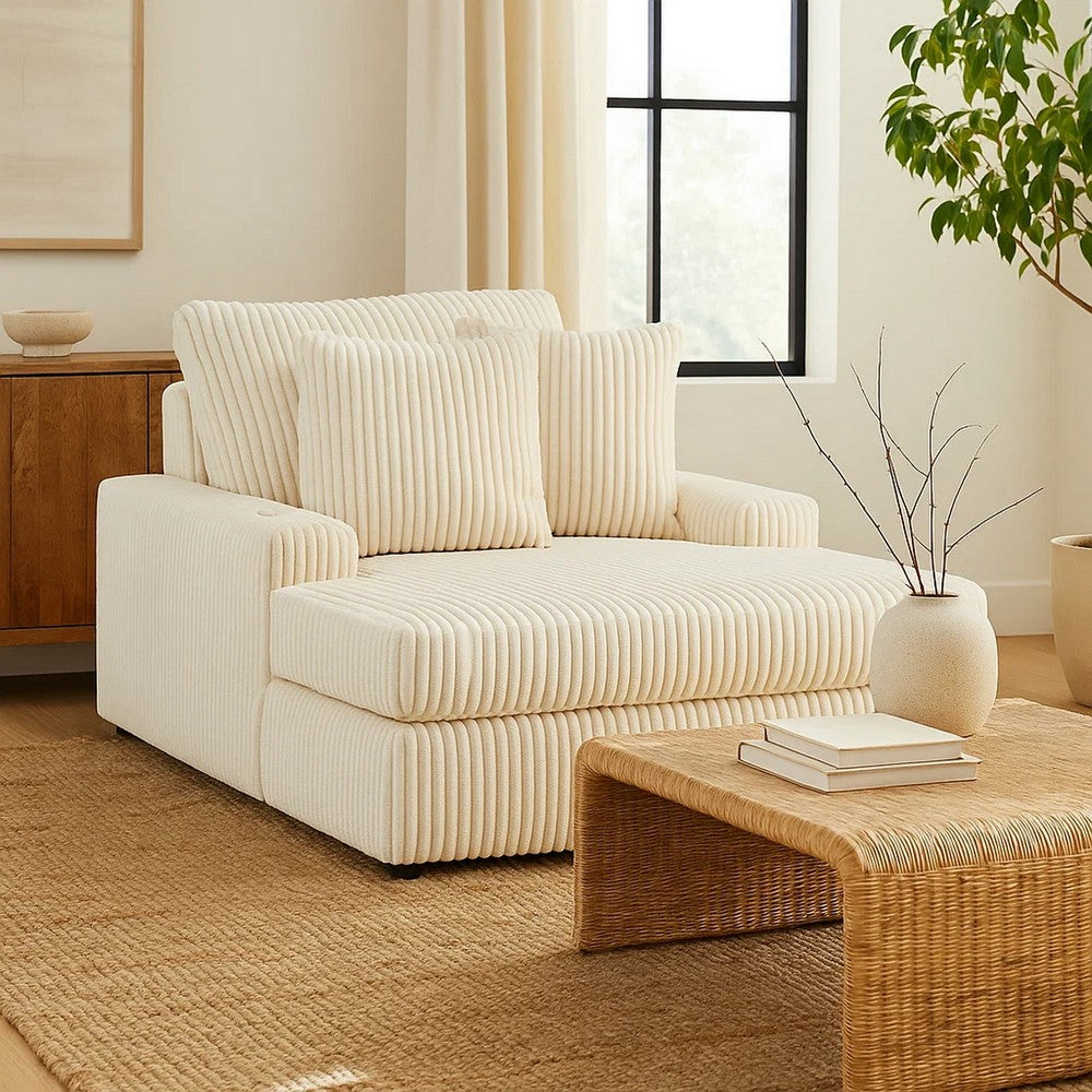 Ashley Lindy Chaise Lounge Chair, Reversible Cushions Ivory Polyester 64 Inch