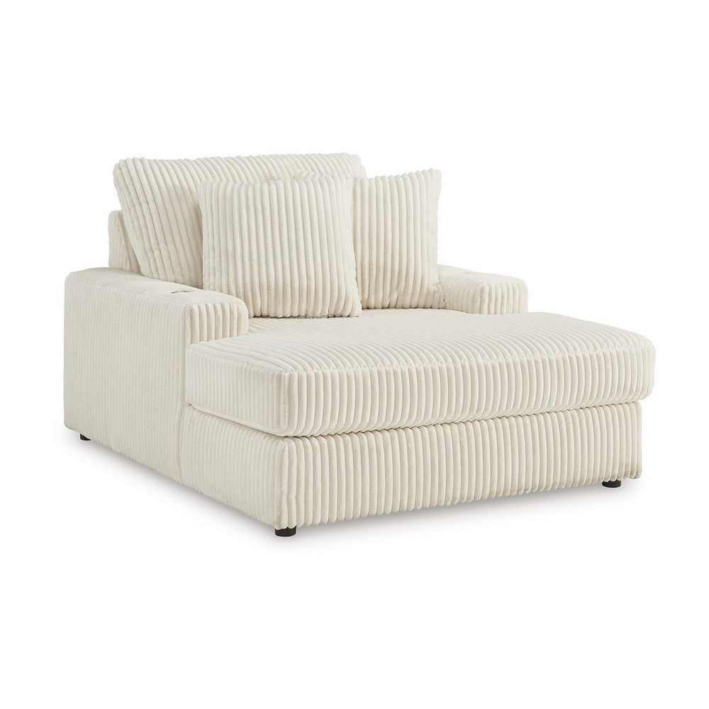 Ashley Lindy Chaise Lounge Chair, Reversible Cushions Ivory Polyester 64 Inch