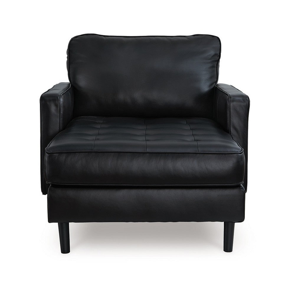Ashley Bryc Chaise Lounge Chair Classic Black Real and Faux Leather 64 Inch BM328971